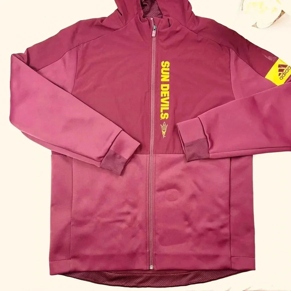 Adidas Arizonia State “Sun Devils” Maroon Full Zip Unisex Athletic Jacket Size L - Picture 2 of 16